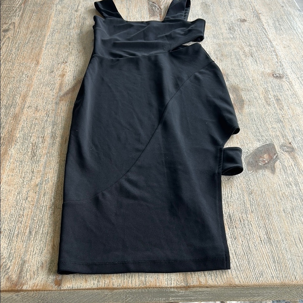 Topshop Black Ruched Asymmetrical Bodycon Dress